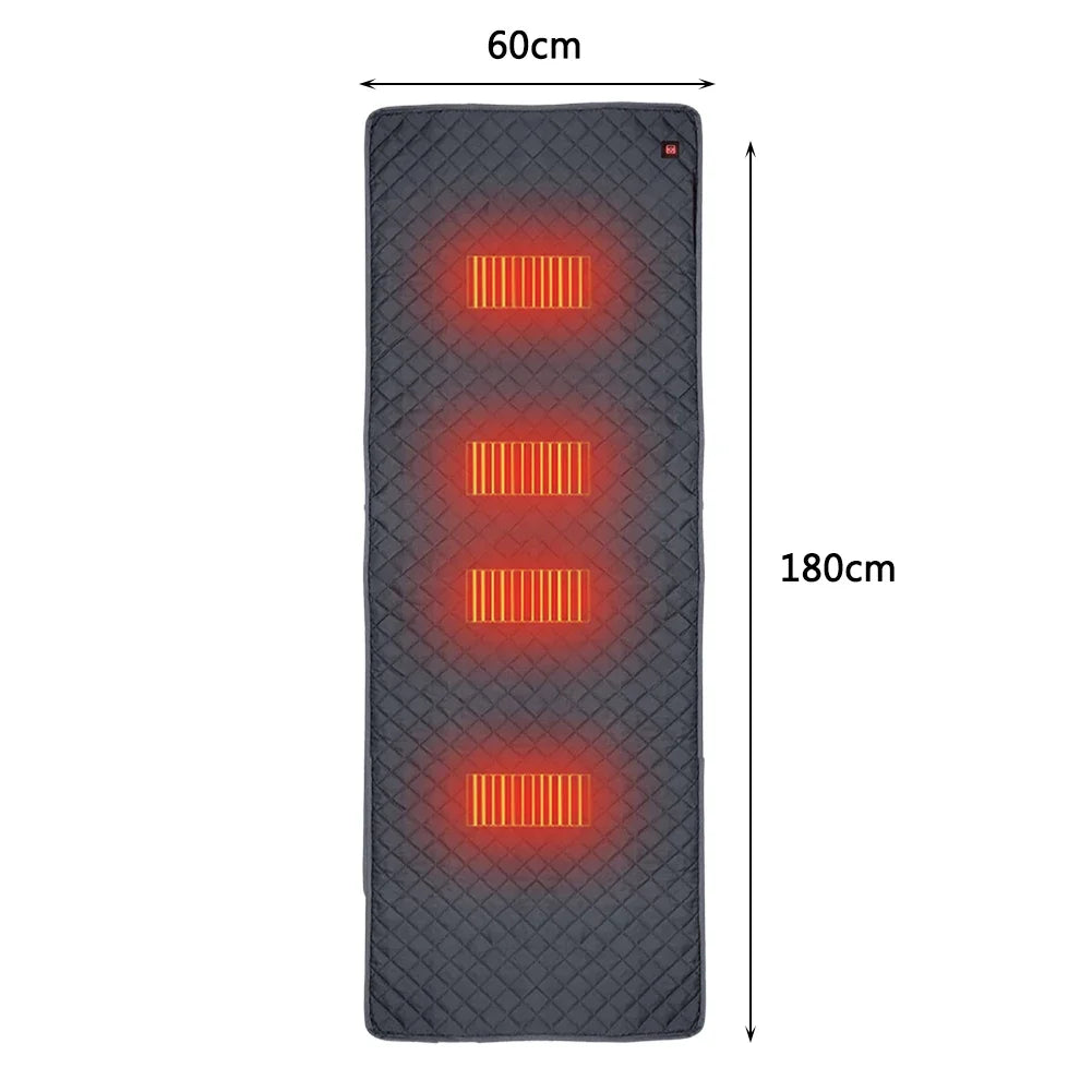 USB Electric Heated Sleeping Mat – 4 Zone Adjustable Warmth Electric Heated Sleeping Mat PRIMED Navy Blue 60x180cm