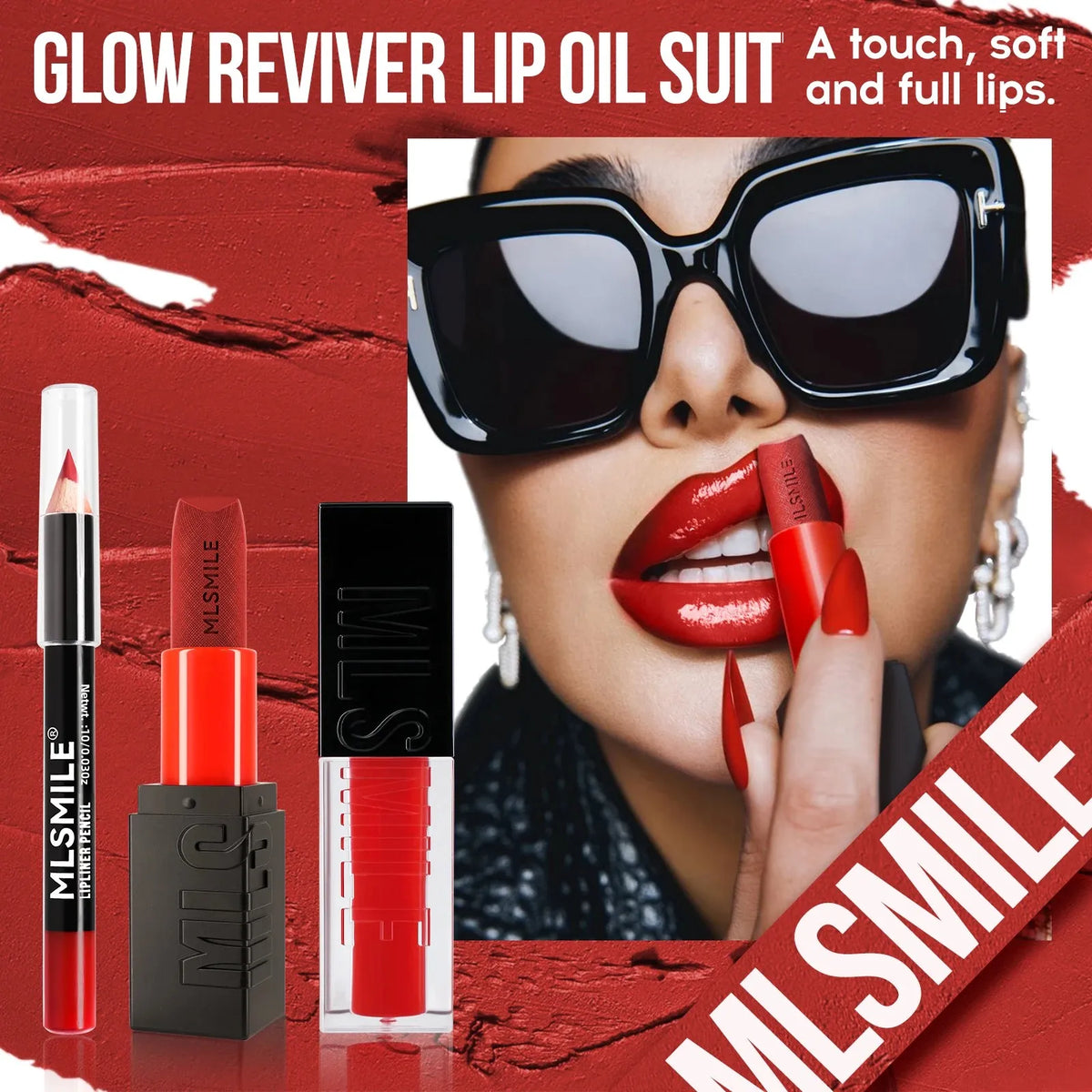 MLSMILE Matte Lipstick Set – Lip Glaze, Liner & Mirror