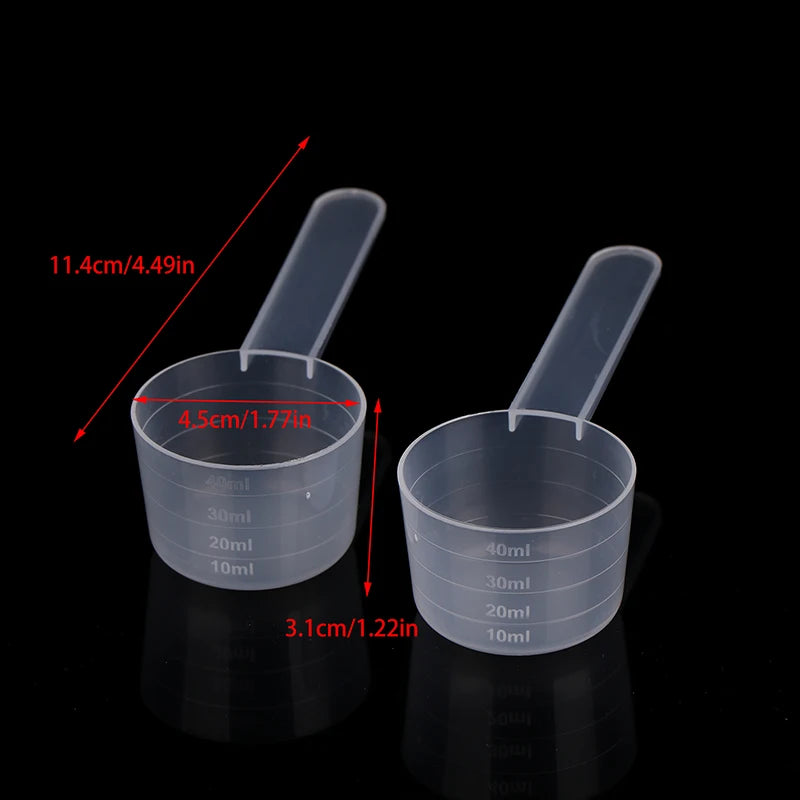 10-Pack 40ml Graduated Measuring Spoons – Flat Bottom Clear PP