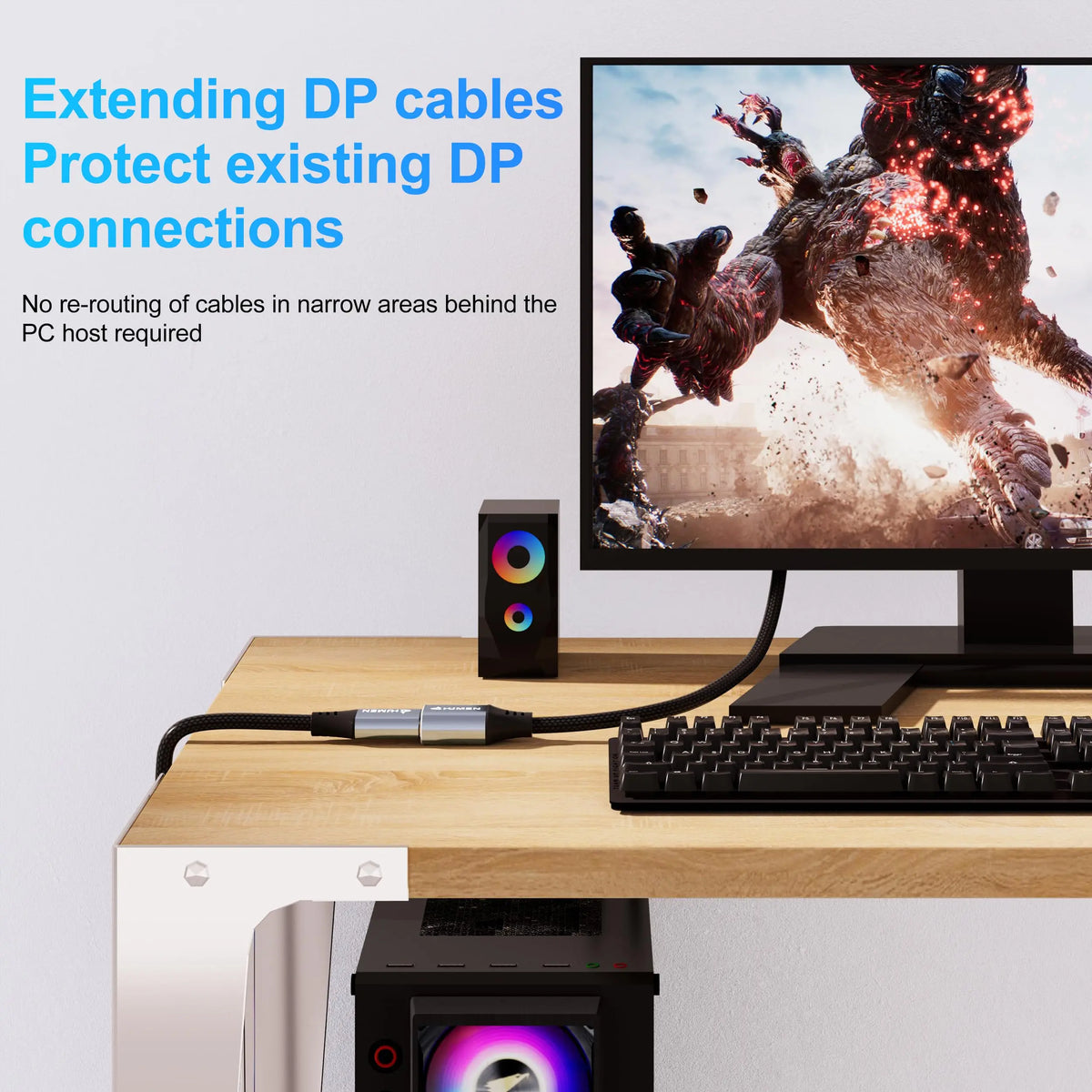 Hannord 8K DisplayPort 1.4 Extension Cable – 4K@144Hz DisplayPort Extension Cable PRIMED