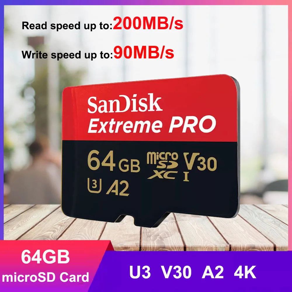 SanDisk Extreme MicroSD U3 V30 A2 – 4K UHD TF Card MicroSD Memory Card PRIMED TF-Extreme PRO-64GB