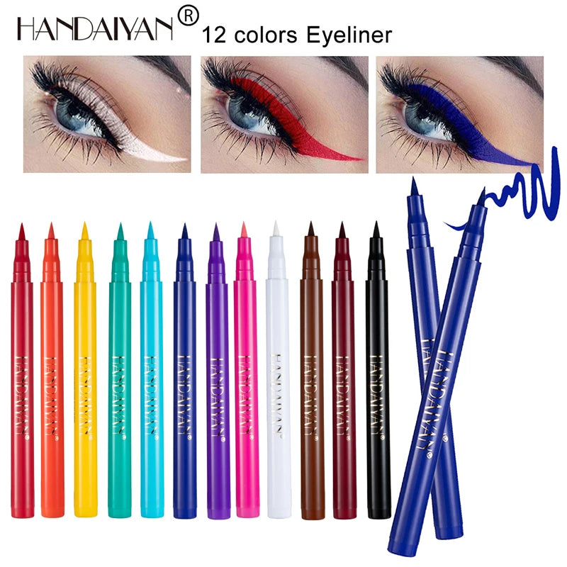 Handaiyan Matte Liquid Eyeliner – Waterproof, Quick-Dry, 12 Colors Liquid Eyeliner Pen PRIMED