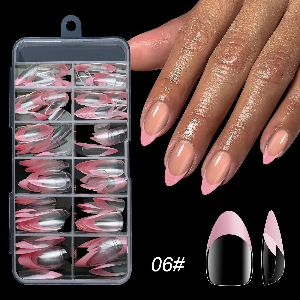 120Pcs French Style False Nails – Mixed Size Full Cover Tips