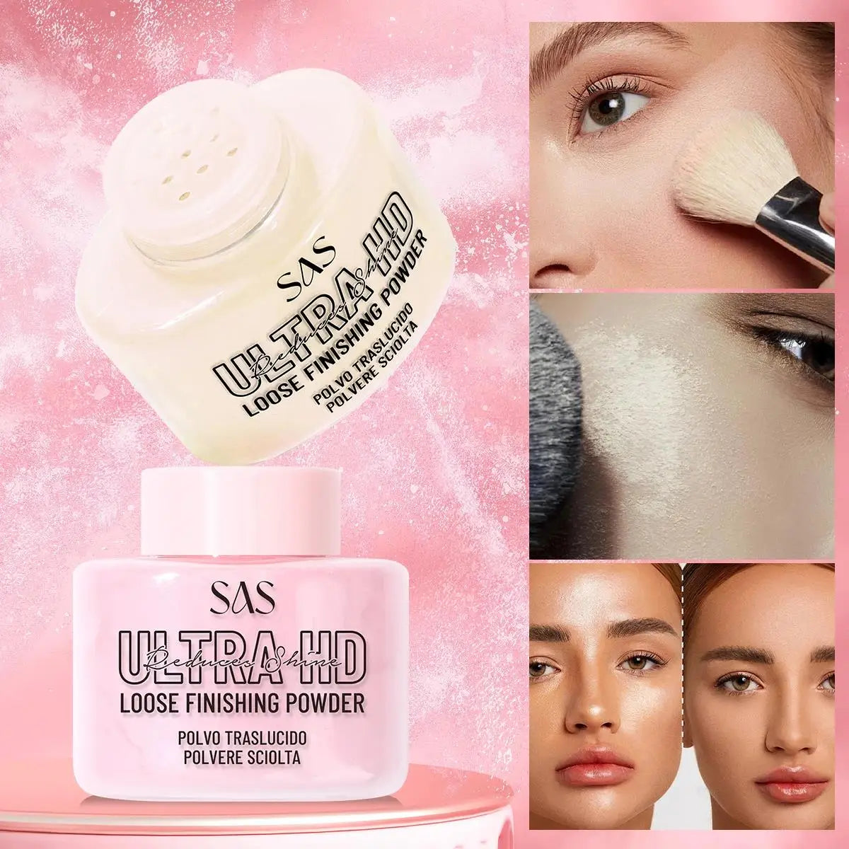 USHAS Loose Setting Powder – Matte, Oil-Free, Pore Blurring