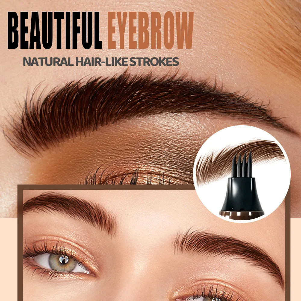 4-Prong Liquid Eyebrow Pen | Microblading Hair Stroke Brow Pencil Liquid Eyebrow Pen PRIMED