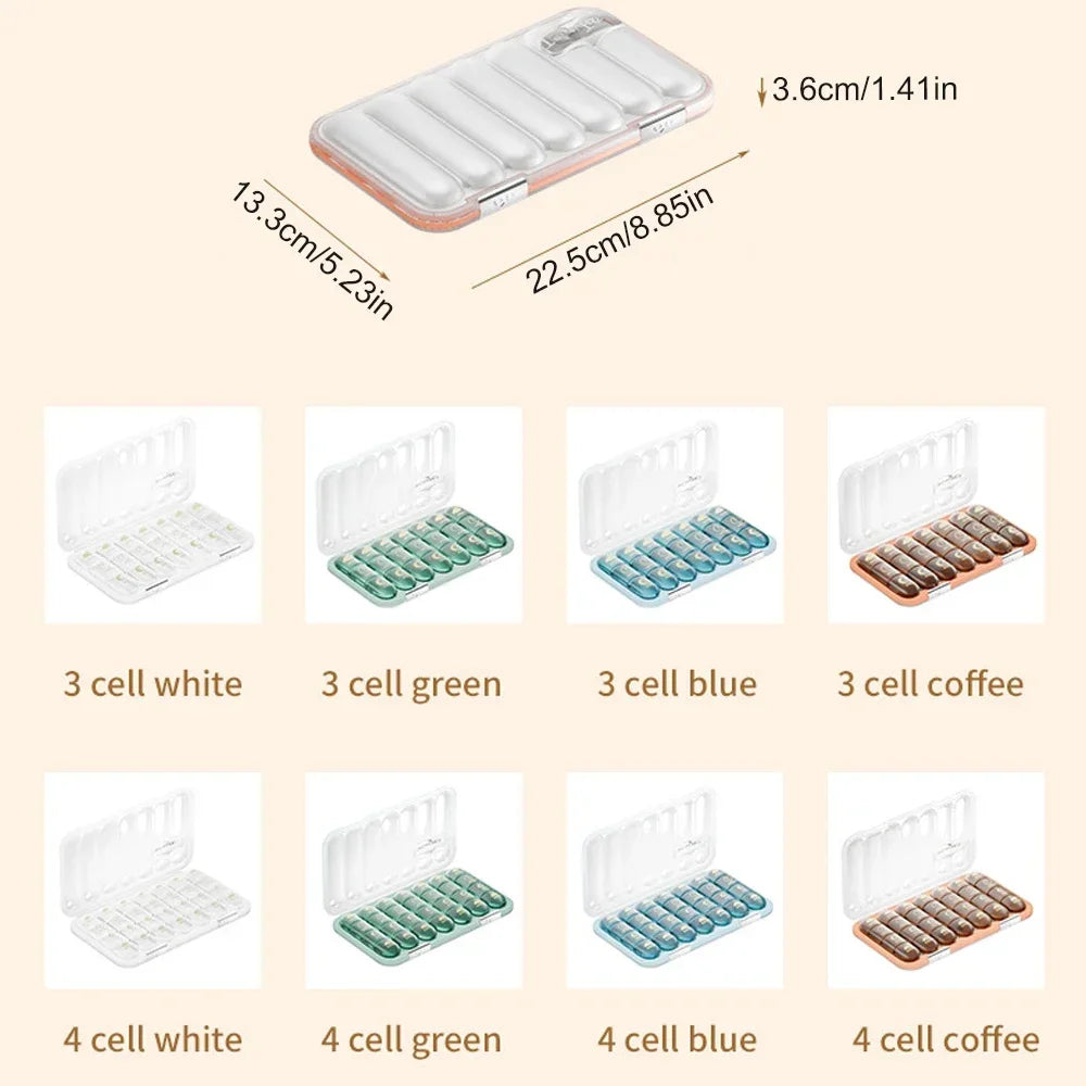 Weekly Pill Organizer 3-4x Daily | Moisture-Proof Travel Pill Box