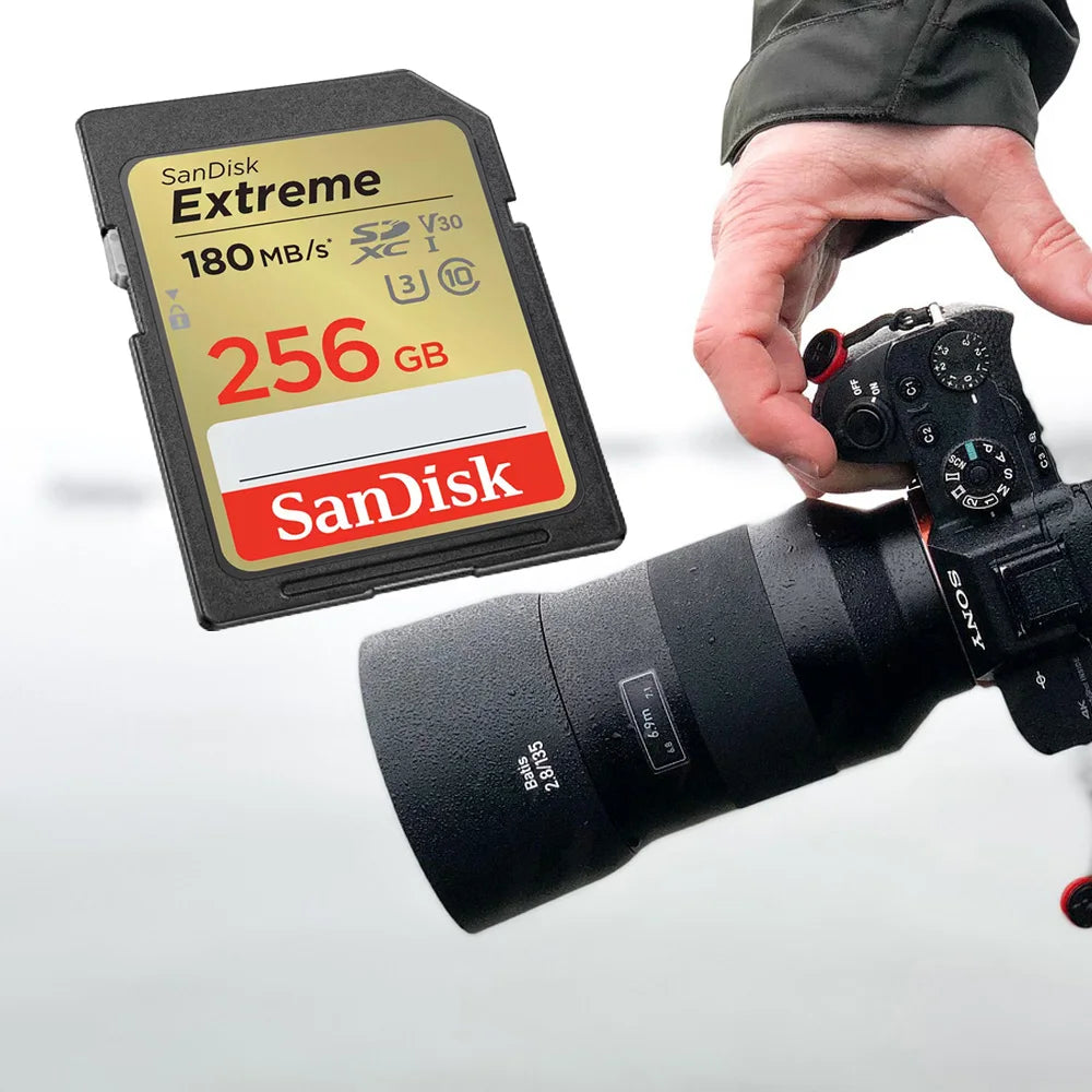 SanDisk SD Card 32GB–256GB U3 V30 4K UHD | Up to 200MB/s Flash Memory Card PRIMED