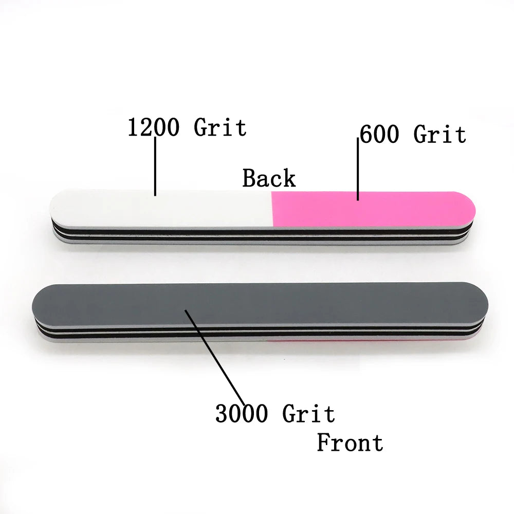 10-Pack 3-Side Nail Buffer Sponge Block | 600/1200/3000 Grit