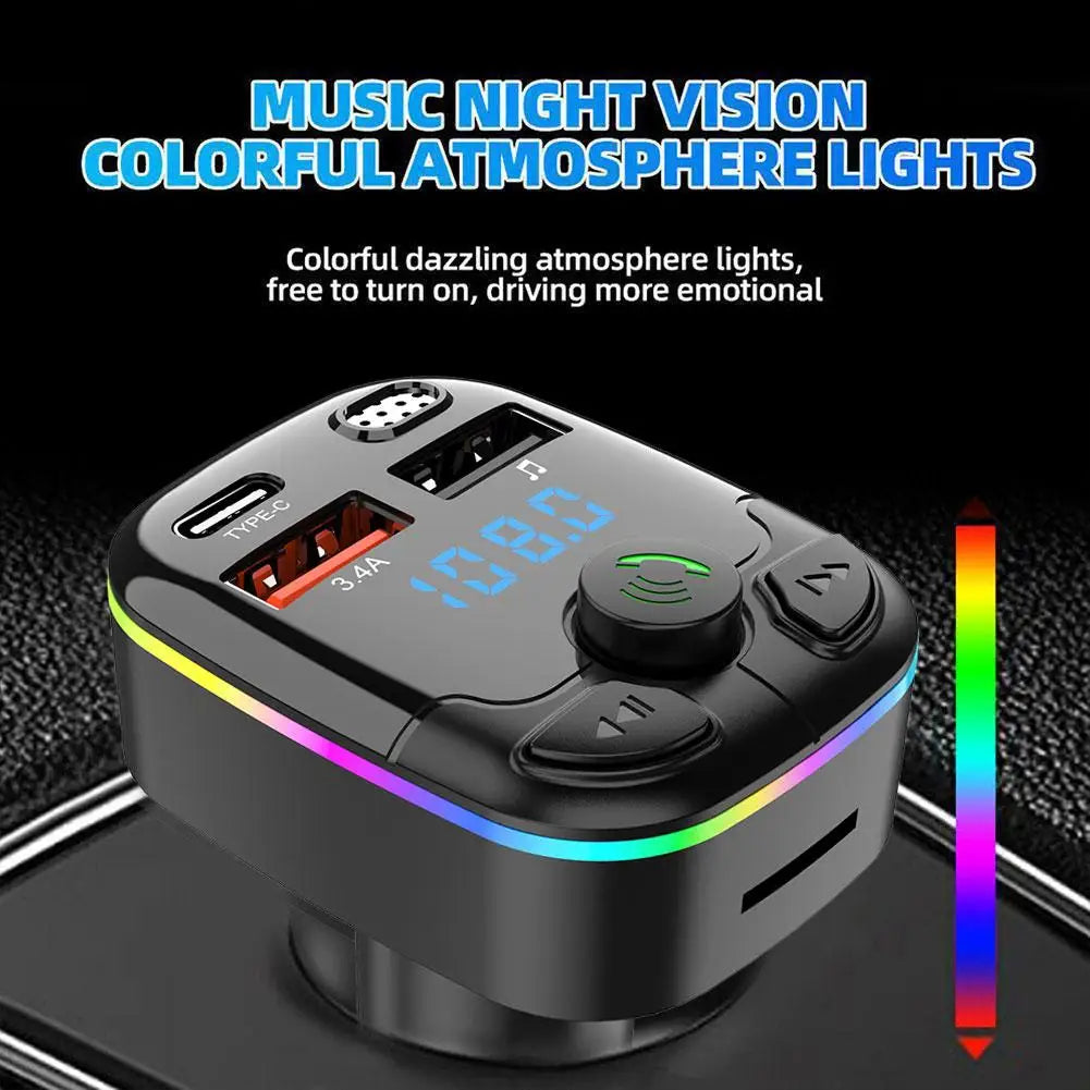 Bluetooth 5.0 FM Transmitter Car Charger – Type-C QC3.0 USB FM Transmitter Adapter PRIMED