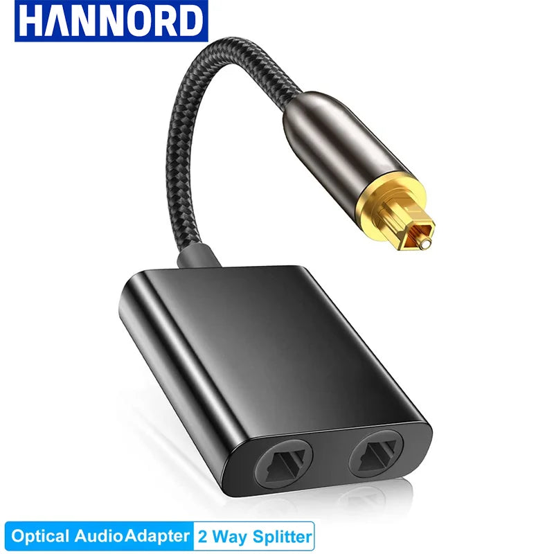 Toslink 2-In-1 Optical Fiber Splitter SPDIF Gold Plated Optical Audio Splitter PRIMED