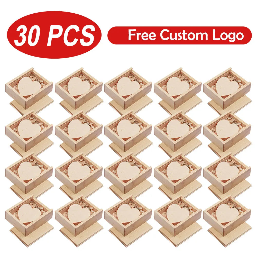 Custom Logo Wooden USB Flash Drive 4–64GB | Bulk 10/30/50 Pcs Custom USB Flash Drive PRIMED 32 GB 30pcs maple-box