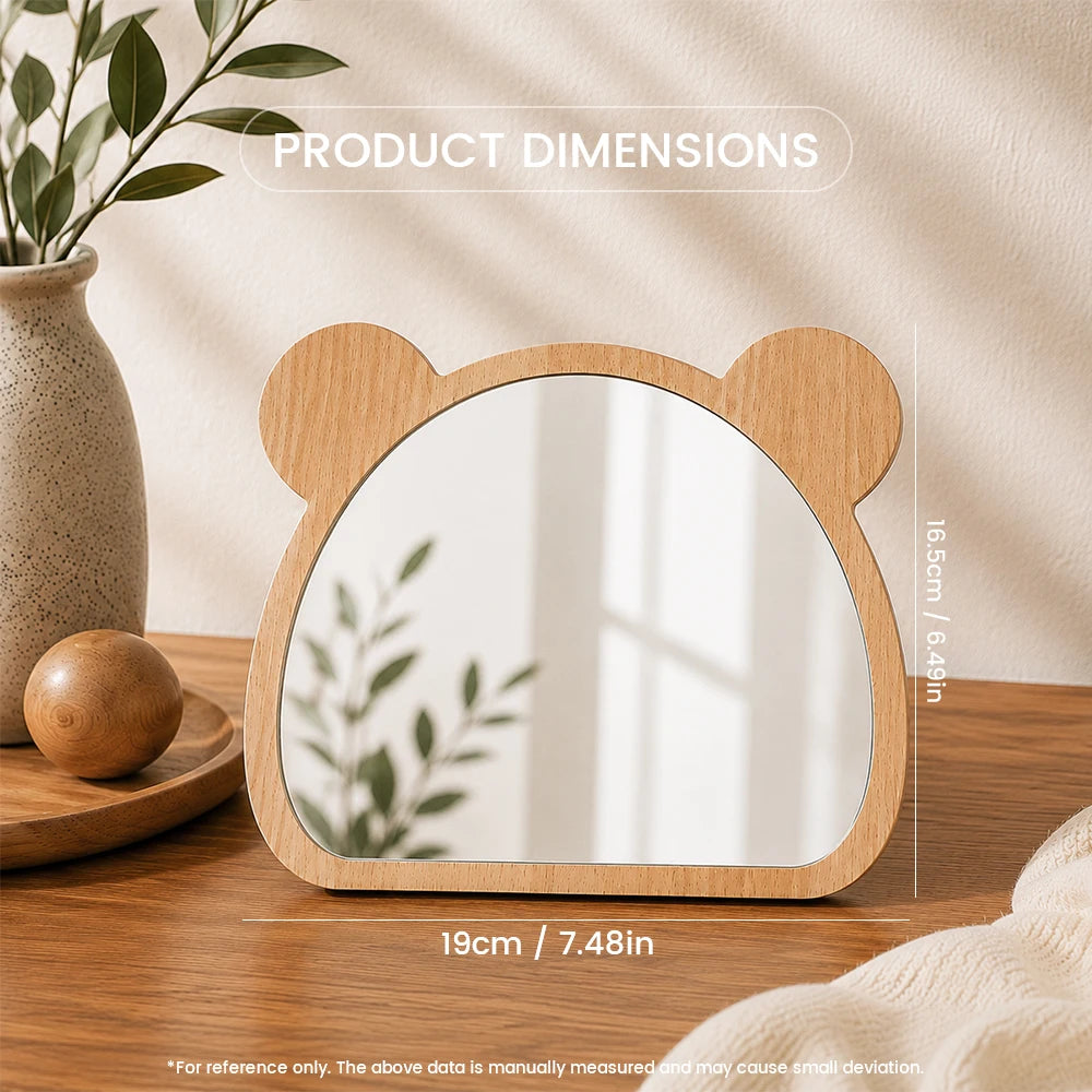 Wooden Bear Makeup Mirror – Heart Shaped Vanity Mirror Gift Vanity Makeup Mirror PRIMED