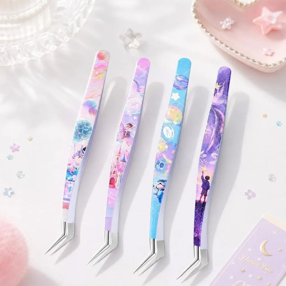 Curved Stainless Steel Eyelash Tweezers – Anti-Static Precision Eyelash Tweezers PRIMED