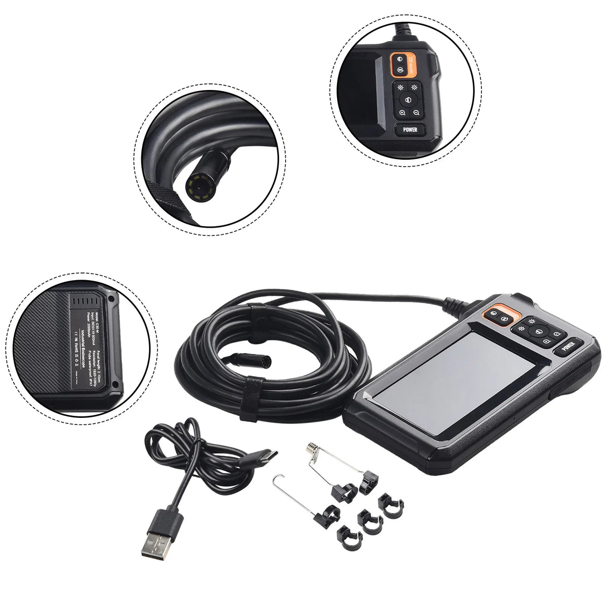 HpLive 1080P HD Borescope 4.3" Screen | 8mm Probe 5M Cable Inspection Camera PRIMED