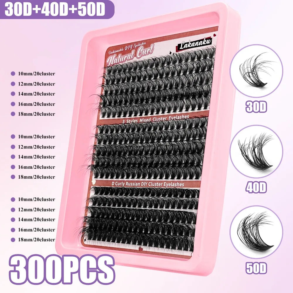 3D Faux Mink Wispy Cluster False Eyelashes 9–16mm V-Shape False Eyelashes PRIMED 30D-40D-50D-5D-