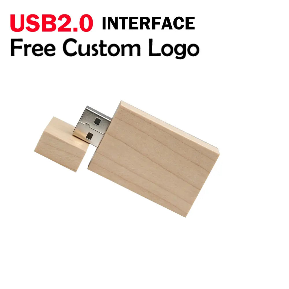 Wooden USB Flash Drive Custom Logo 4GB–128GB | Gift Box USB Flash Drive PRIMED 64 GB Maple wood NO box