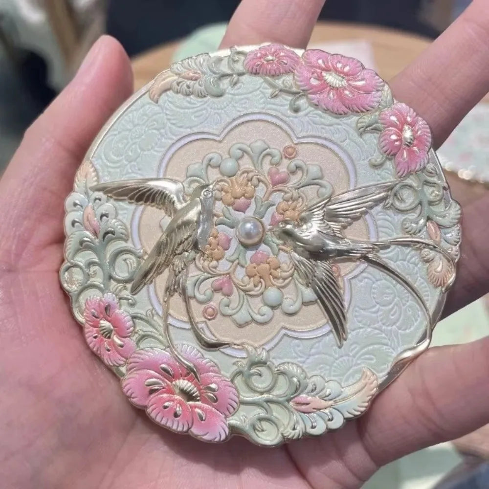 Vintage Chinese Peony Pocket Mirror – Portable Makeup Mirror