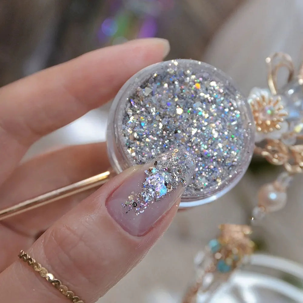 Aurora Opal Nail Glitter Flakes | Holographic Chrome Sequins Nail Art Glitter PRIMED