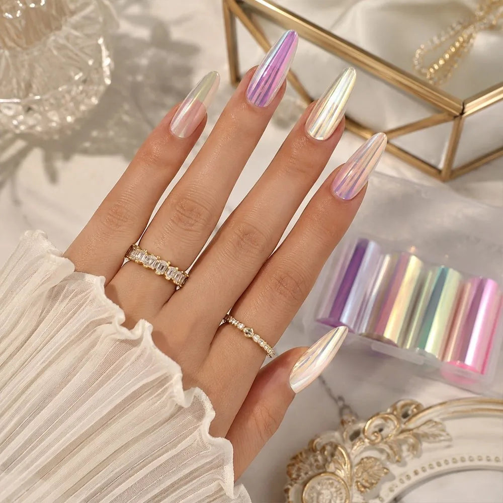 Lace Holographic Nail Foils – Black & White Sequin Stickers