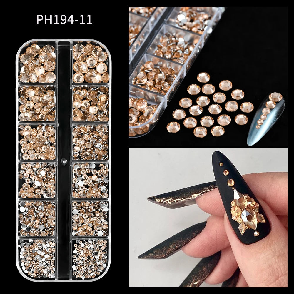 2000Pcs Flat Back Crystal Rhinestones Mix SS6–SS30 Nail Art Nail Art Rhinestones PRIMED 11