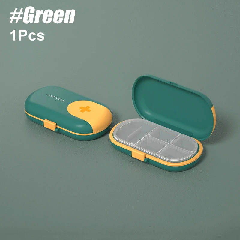 Travel Pill Organizer with Cutter & 4 Compartments | BPA-Free Pill Organizer Case PRIMED Green-1PCS