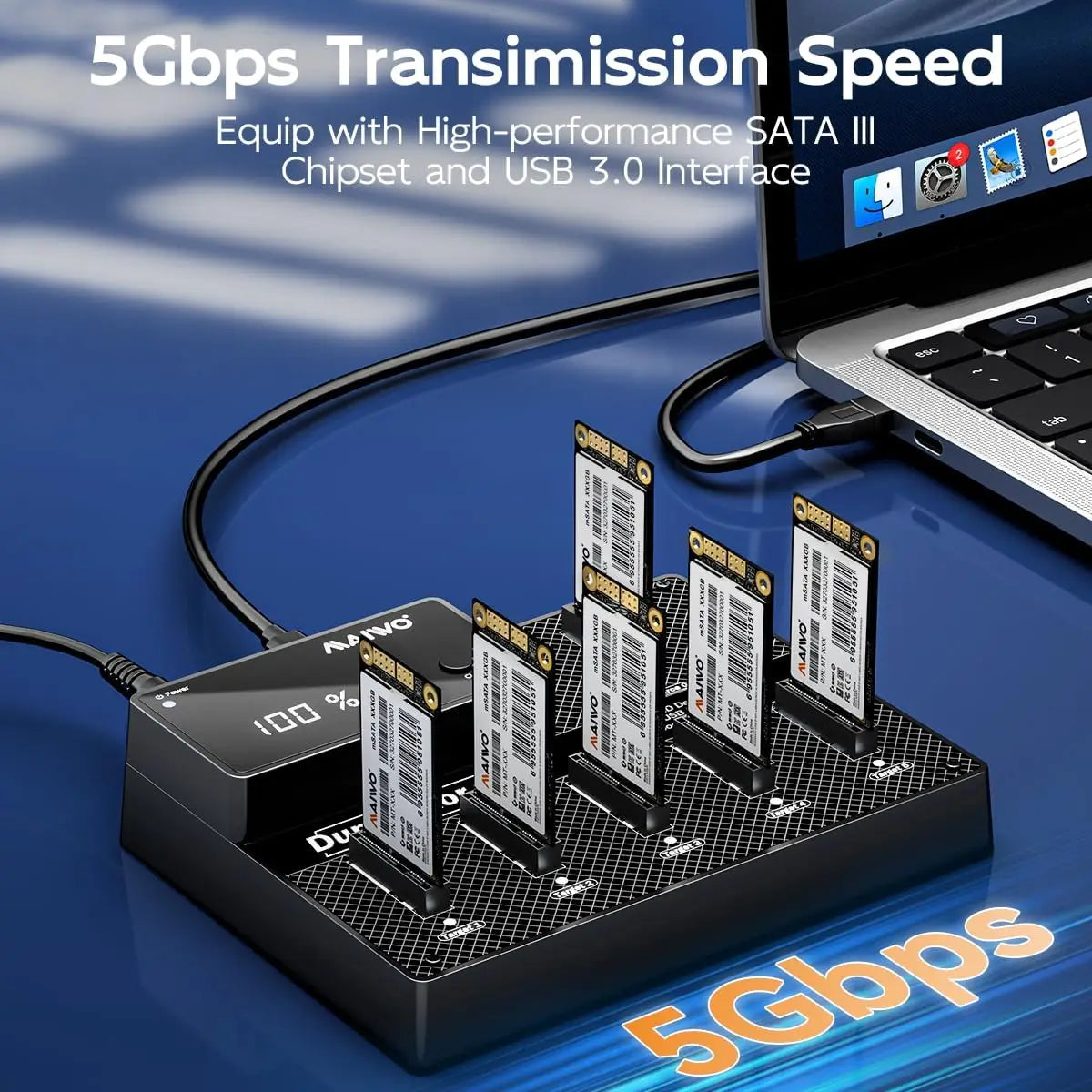 MAIWO 6-Bay mSATA SSD Docking Station & Cloner USB 3.0 SSD Docking Station PRIMED