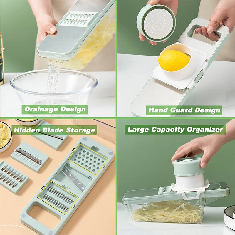 LMETJMA 6-in-1 Mandoline Vegetable Slicer & Julienne Shredder Mandoline Vegetable Slicer PRIMED