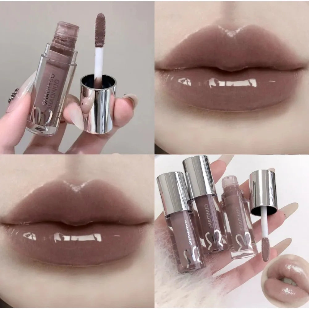Water Glazed Mirror Lip Gloss – Crystal Nude Jelly Lip Tint