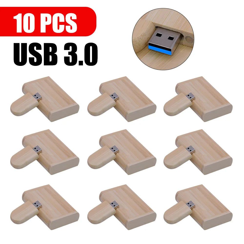 10-Pack Custom Bamboo Wood USB 3.0 Flash Drives – Free Logo USB Flash Drive PRIMED 4GB bamboo with box