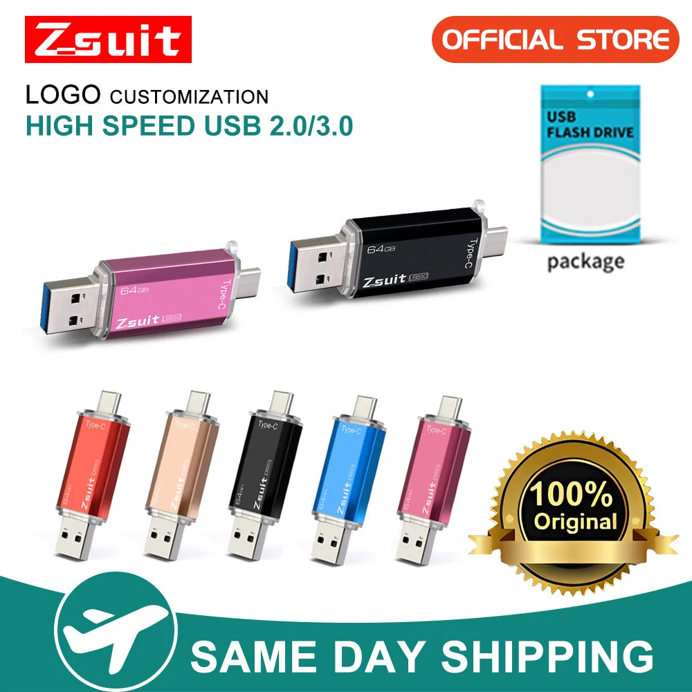 Z-Suit Metal OTG USB Flash Drive | Type-C & USB 2 in 1