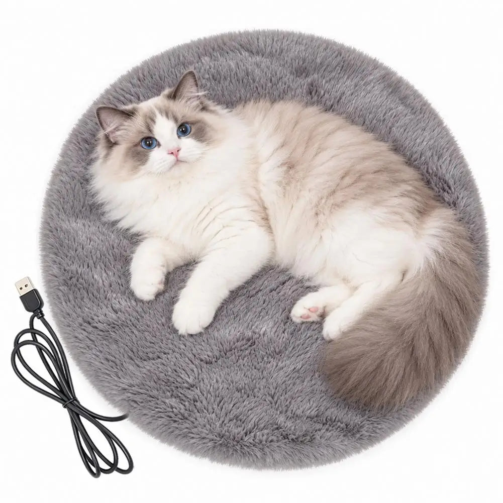 USB Electric Pet Heating Pad – Plush Warming Mat for Cats & Dogs Pet Heating Pad PRIMED gray