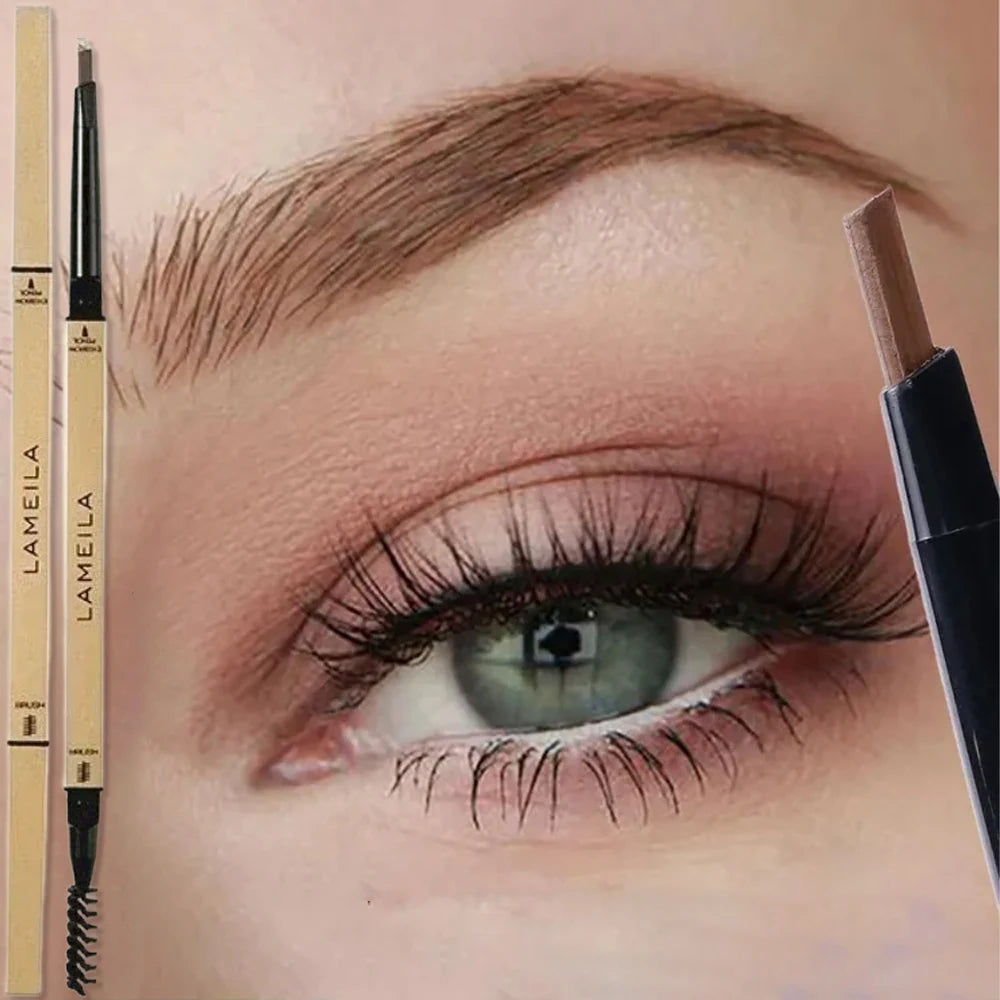 Ultra-Fine Double-Ended Waterproof Eyebrow Pencil – Light Brown Eyebrow Pencil PRIMED 04 Grey Brown-1Pc