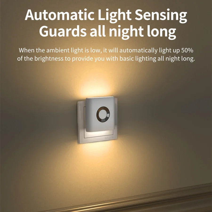 AC 220V LED Motion Sensor Night Light | EU Wall Plug Lamp Motion Sensor Night Light PRIMED