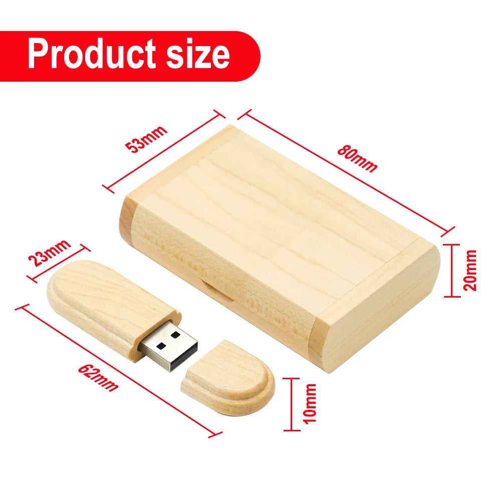 Wooden USB Flash Drive Custom Logo Bulk 4GB–64GB | 10/20/50 Pack USB Flash Drive PRIMED