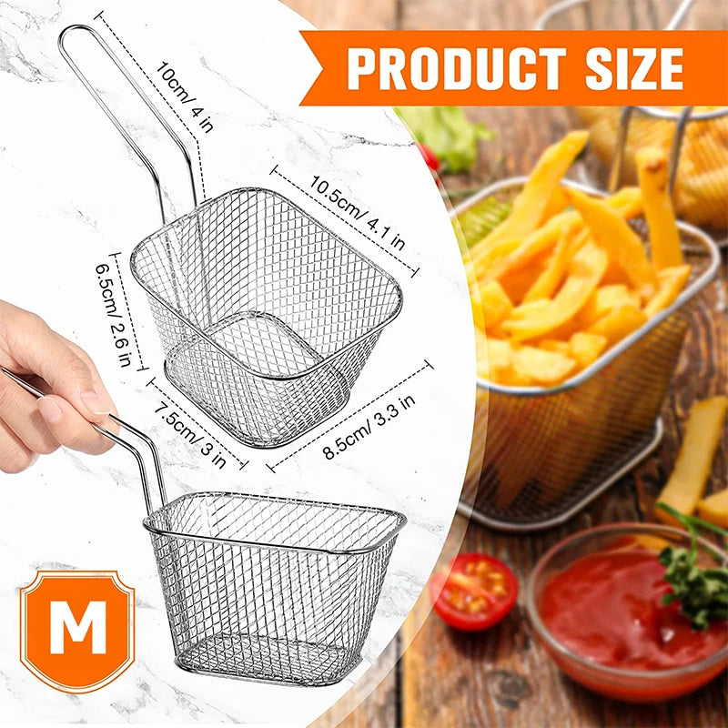 LMETJMA Mini Square Stainless Steel French Fry Basket | JT94 Deep Fry Basket PRIMED