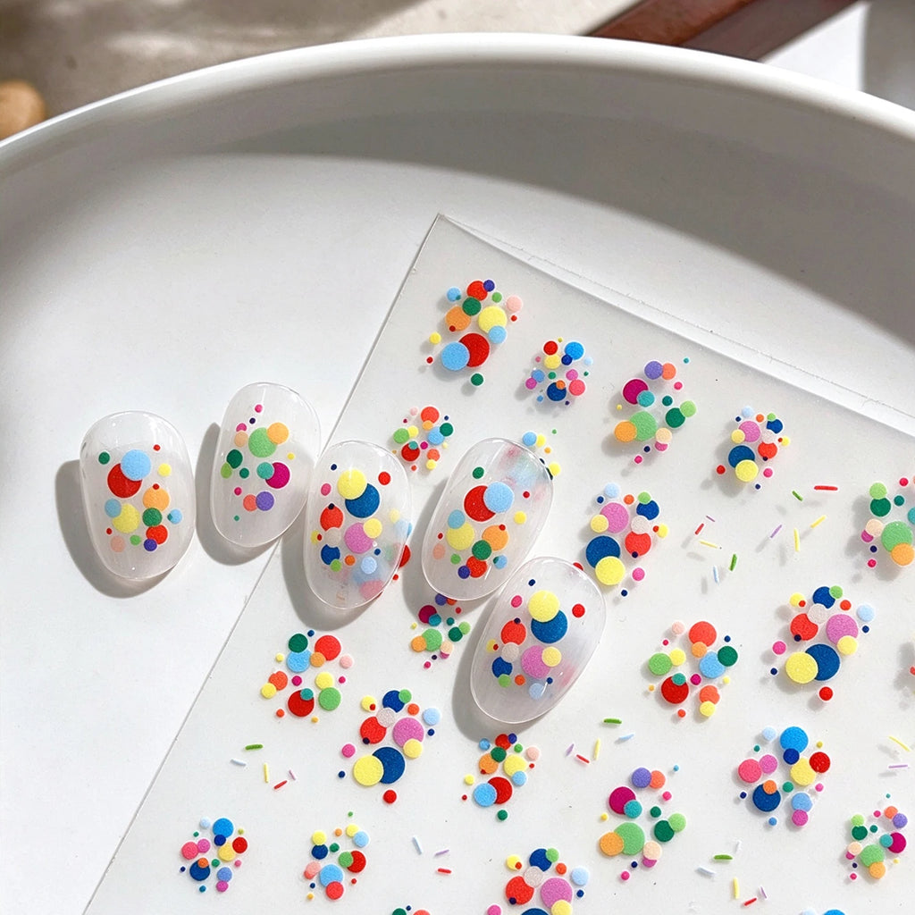 Dopamine Circle Nail Art Stickers – 3D Iridescent Decals Nail Art Stickers PRIMED