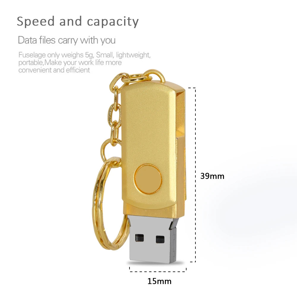 Waterproof Metal Rotating USB Flash Drive 8GB–128GB USB 2.0 USB Flash Drive PRIMED