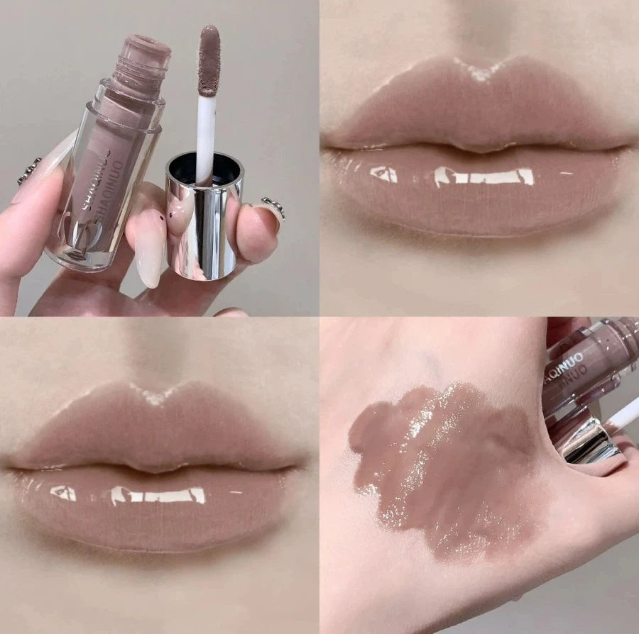 Water Glazed Mirror Lip Gloss – Crystal Nude Jelly Lip Tint