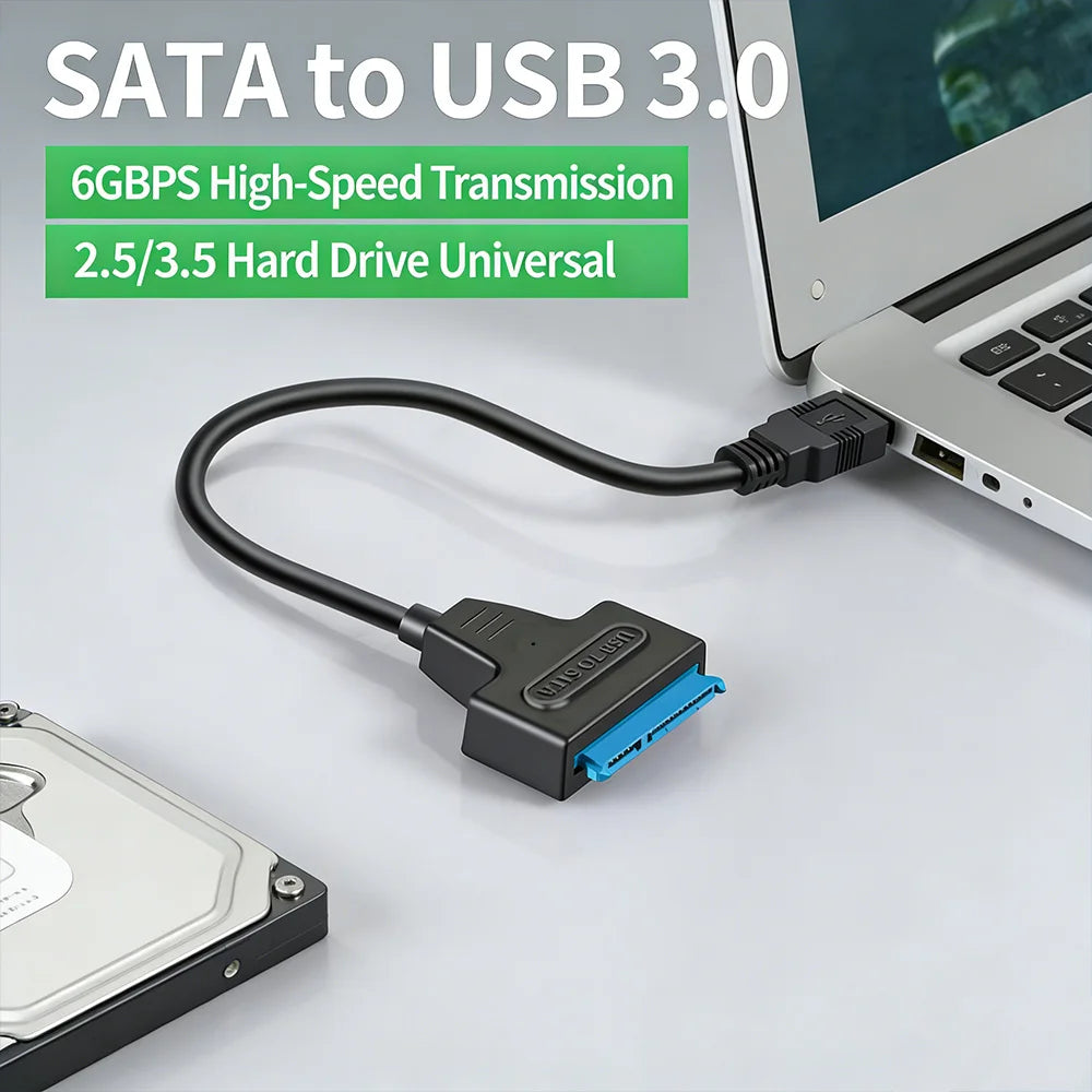 USB 3.0 SATA Adapter Cable for 2.5" SSD & HDD | UASP 6Gbps SATA USB Adapter PRIMED