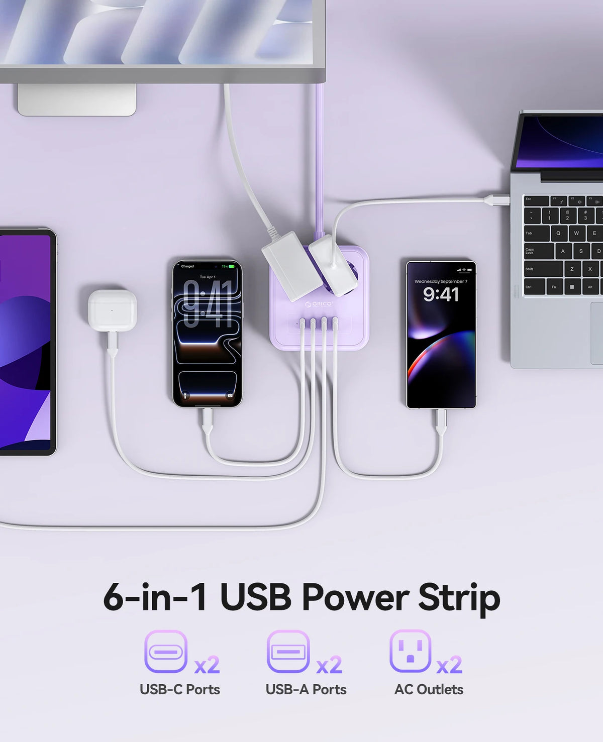 ORICO Desktop Power Strip PD20W USB-C USB-A EU Plug Charging Station Desktop Power Strip PRIMED