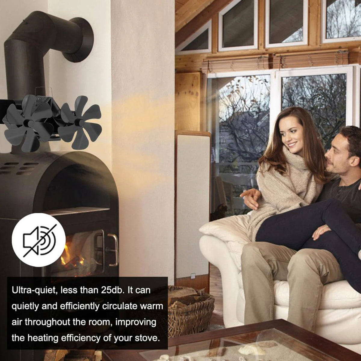 Thermal Fireplace Fan – 12-Blade Wall Mount | 160-200 CFM