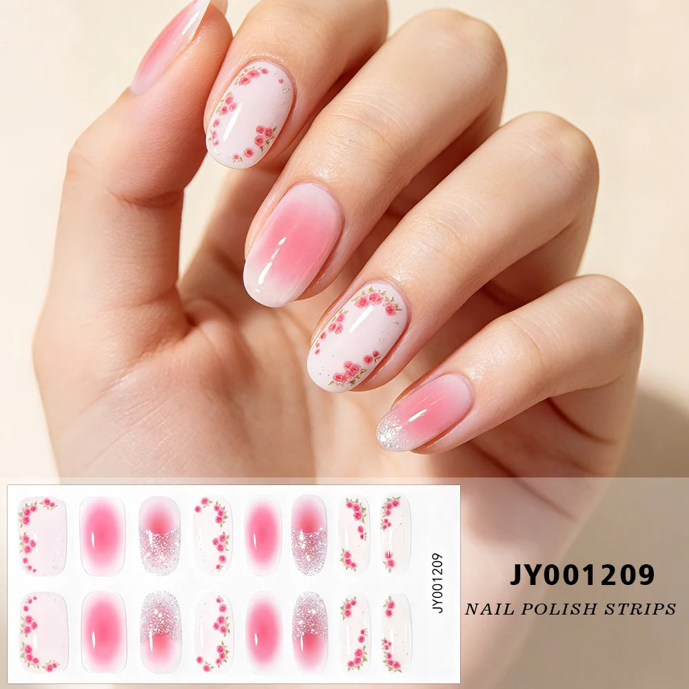 Spring Daisy Nail Stickers 16 Tips | Full Cover Glitter Decals