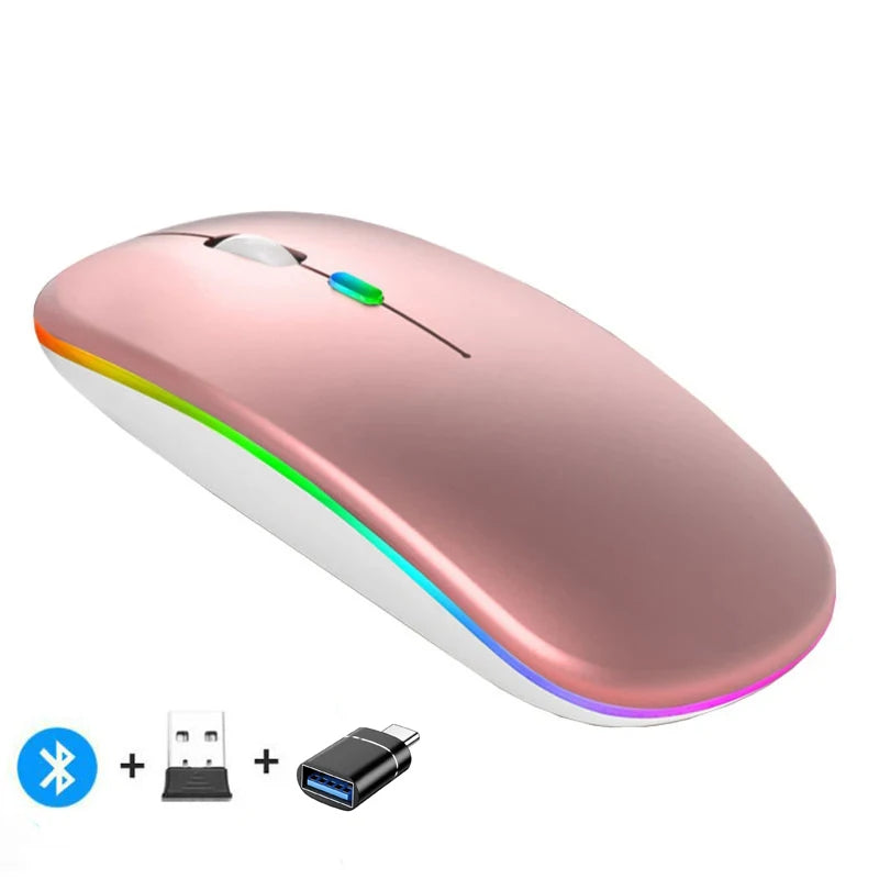Wireless Bluetooth RGB Mouse – Silent, Rechargeable, LED Backlit Wireless Gaming Mouse PRIMED LED-Rose B