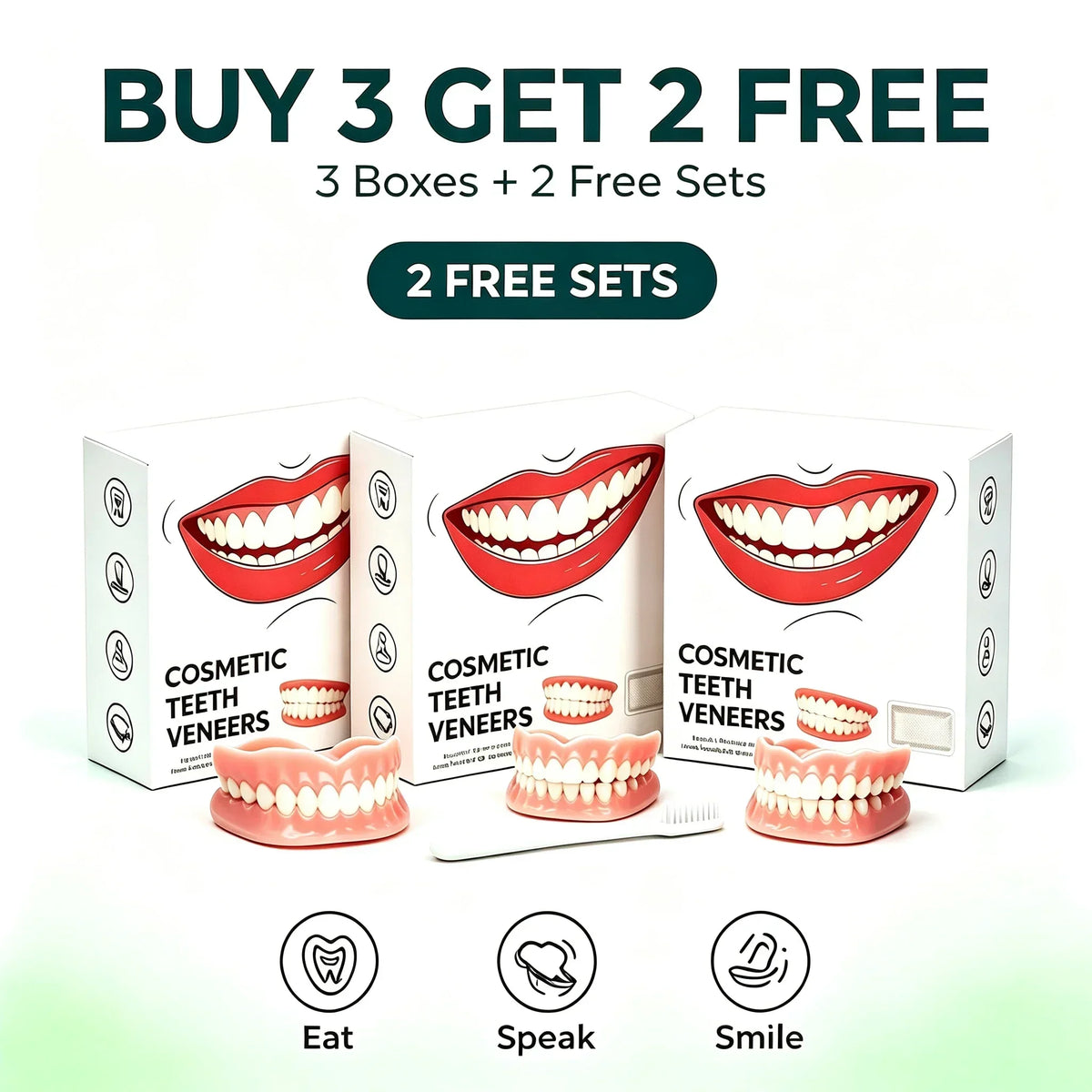 Silicone Full Set False Teeth – Reusable Cosmetic Smile Veneers