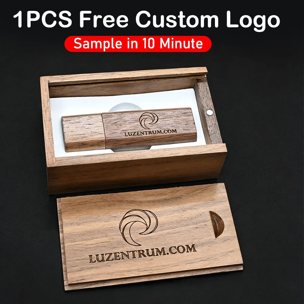Wooden USB Flash Drive Custom Logo | 4GB–128GB Gift
