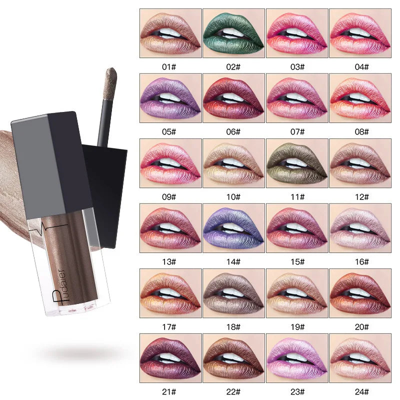 Blana Metallic Glitter Lipstick – Shimmer Gold, Waterproof Metallic Glitter Lipstick PRIMED