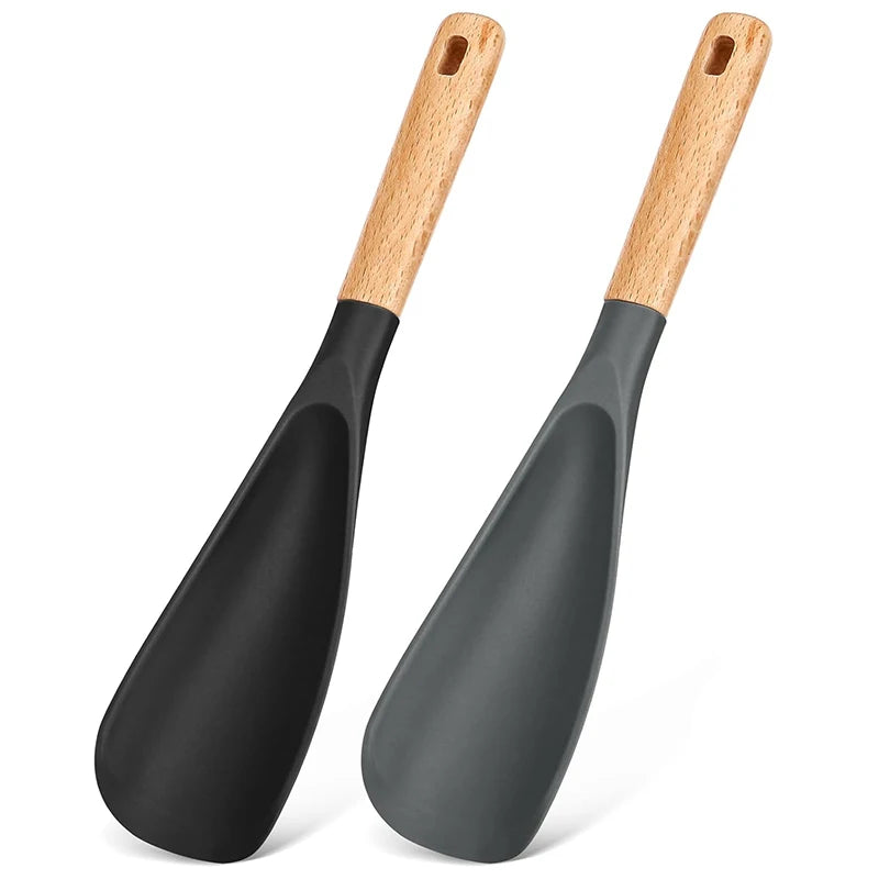 LMETJMA Silicone Cooking Spoon & Spatula – Nonstick Safe Silicone Kitchen Utensil PRIMED