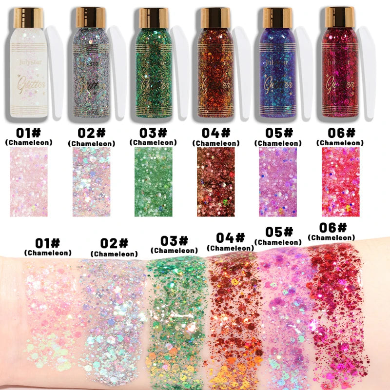 Waterproof Glitter Body Gel – Face, Eye & Nail Art Makeup