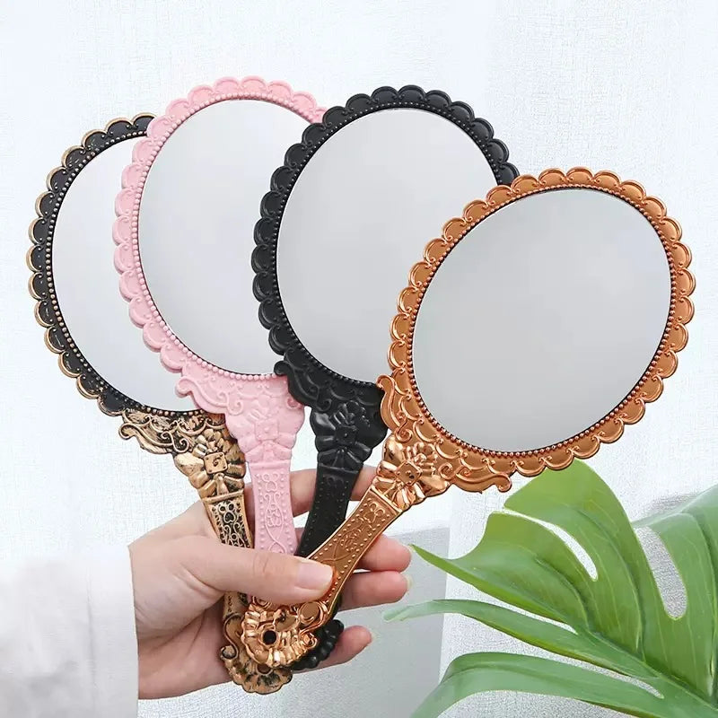 Vintage Handheld Makeup Mirror – Portable Travel Mirror