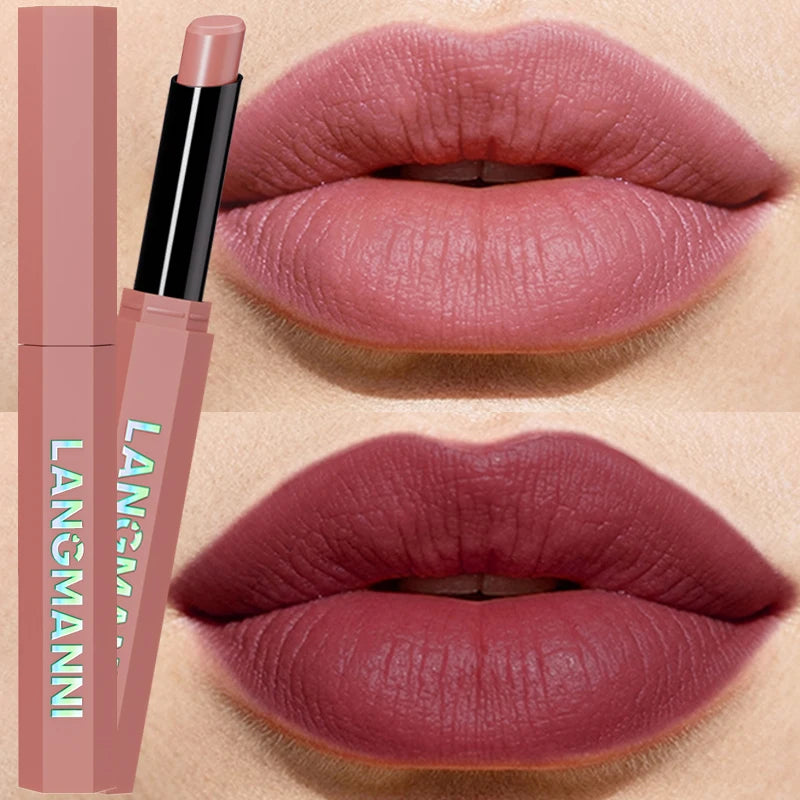 Langmanni Velvet Matte Lipstick Pencil – 12 Colors, Waterproof
